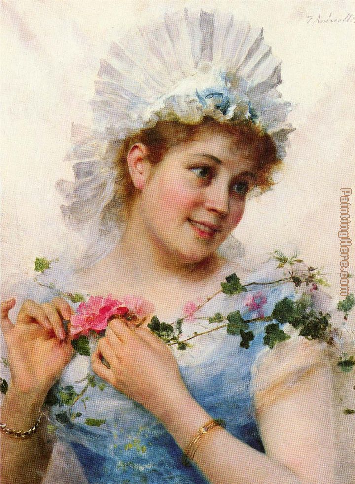 A Young Girl With Roses painting - Federico Andreotti A Young Girl With Roses art painting